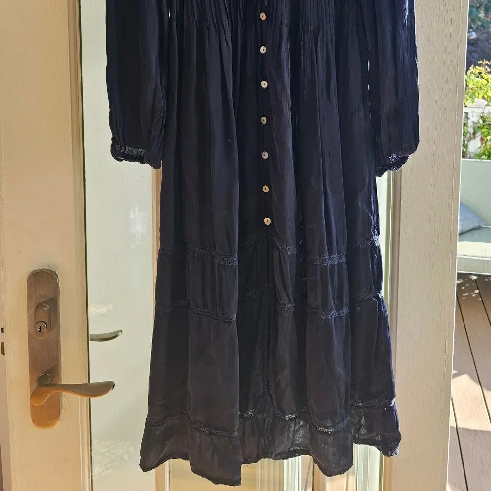 Dark Navy Wilfred Dark Academia Silky Dress - Picture 4 of 8